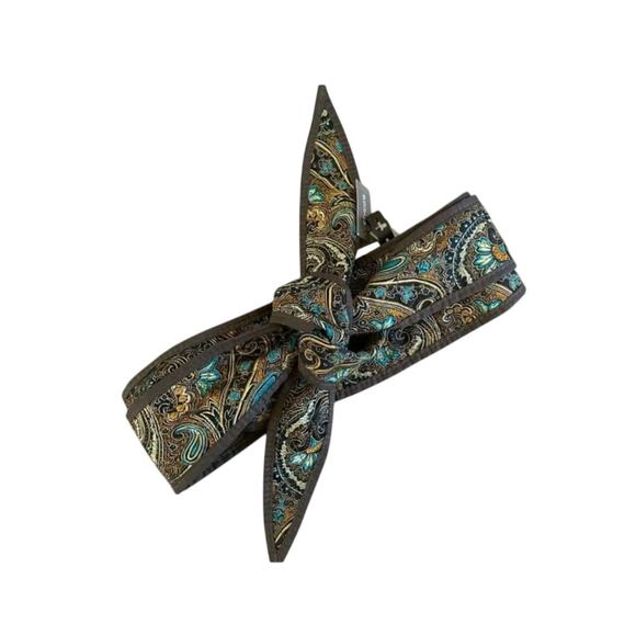 Chico\'s Wrap Belt Womens SZ Small NWT quilt paisley obi Embroidered Olive Grove main image 4
